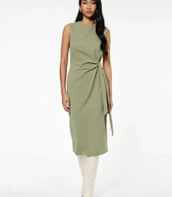 Koton Zwarte Mouwloze Midi-jurk met Ceintuur khaki Best
