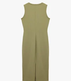 Koton Zwarte Mouwloze Midi-jurk met Ceintuur khaki Best