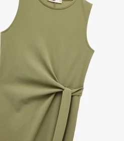 Koton Zwarte Mouwloze Midi-jurk met Ceintuur khaki Best