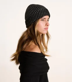 La Fée Maraboutée Zwarte muts met zilveren lurex, gebreid black New