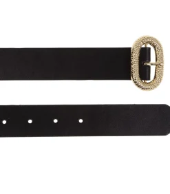 ISOTONER Zwarte ovale gesp damesriem black