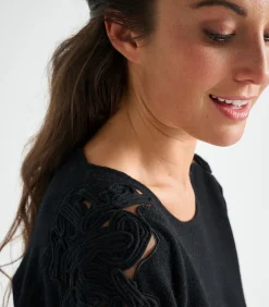Marie Méro Zwarte pull met V-hals black Online