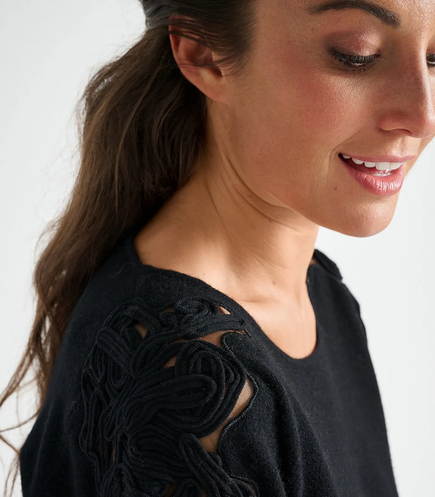 Marie Méro Zwarte pull met V-hals black Online