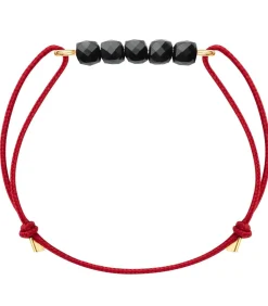 Maison Mutel Zwarte Spinel armband op 14k gold-filled gouden draad en rode koord