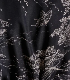 La Fée Maraboutée Zwart-witte top met print, ceintuur en lange mouwen black Best